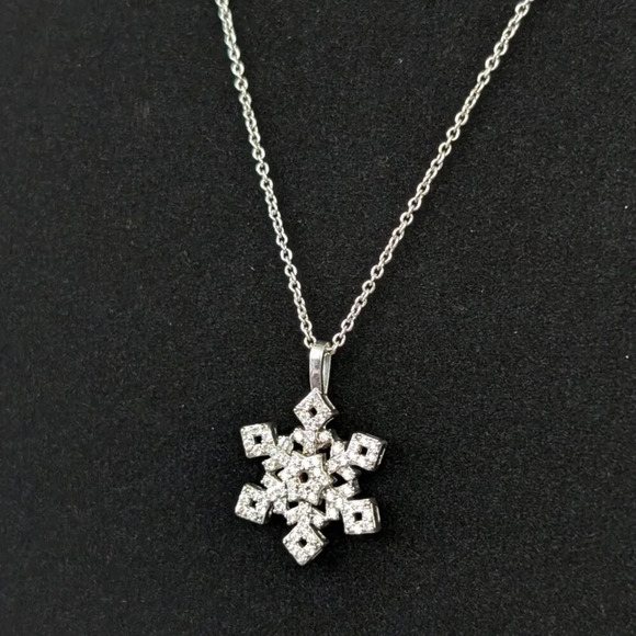 Vintage IBB Rhinestone Snowflake Necklace - Picture 3 of 6